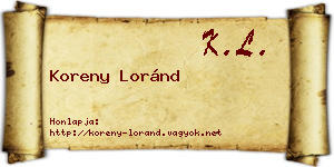Koreny Loránd névjegykártya